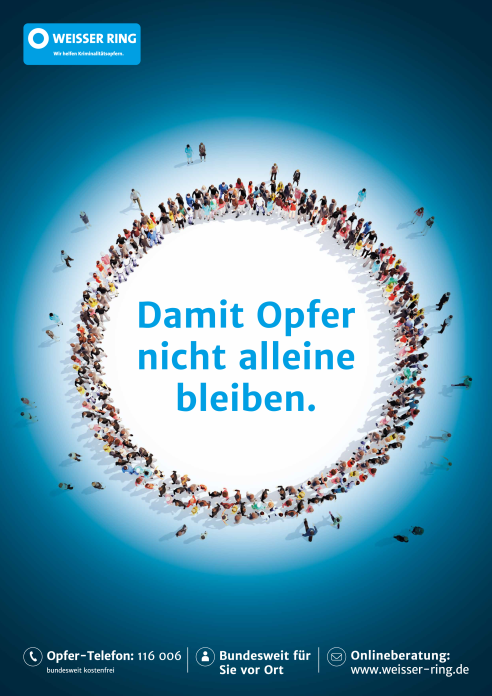 Anzeige mit Kontaktdaten, wo Opfer Hilfe finden beim WR