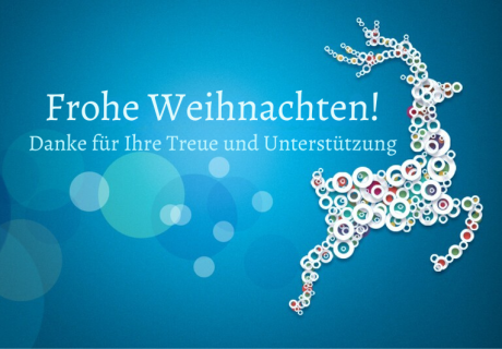 Weihnachtsgruß mit einem grafischen Hirschen bestehend aus Ringen